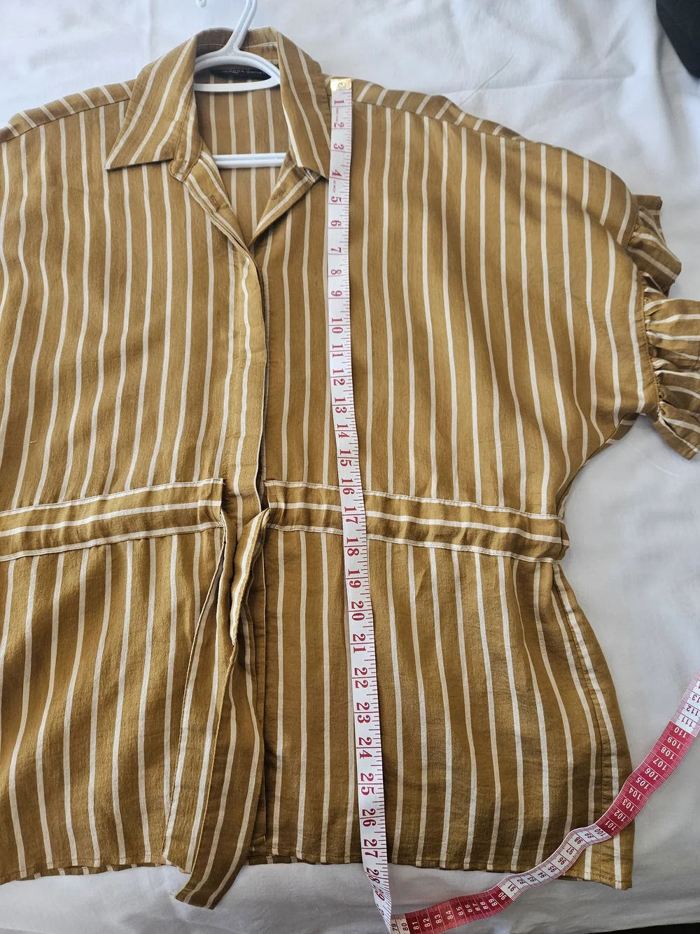 ZARA WOMAN Striped Cinch-Waist Button Shirt - Picture 11 of 14